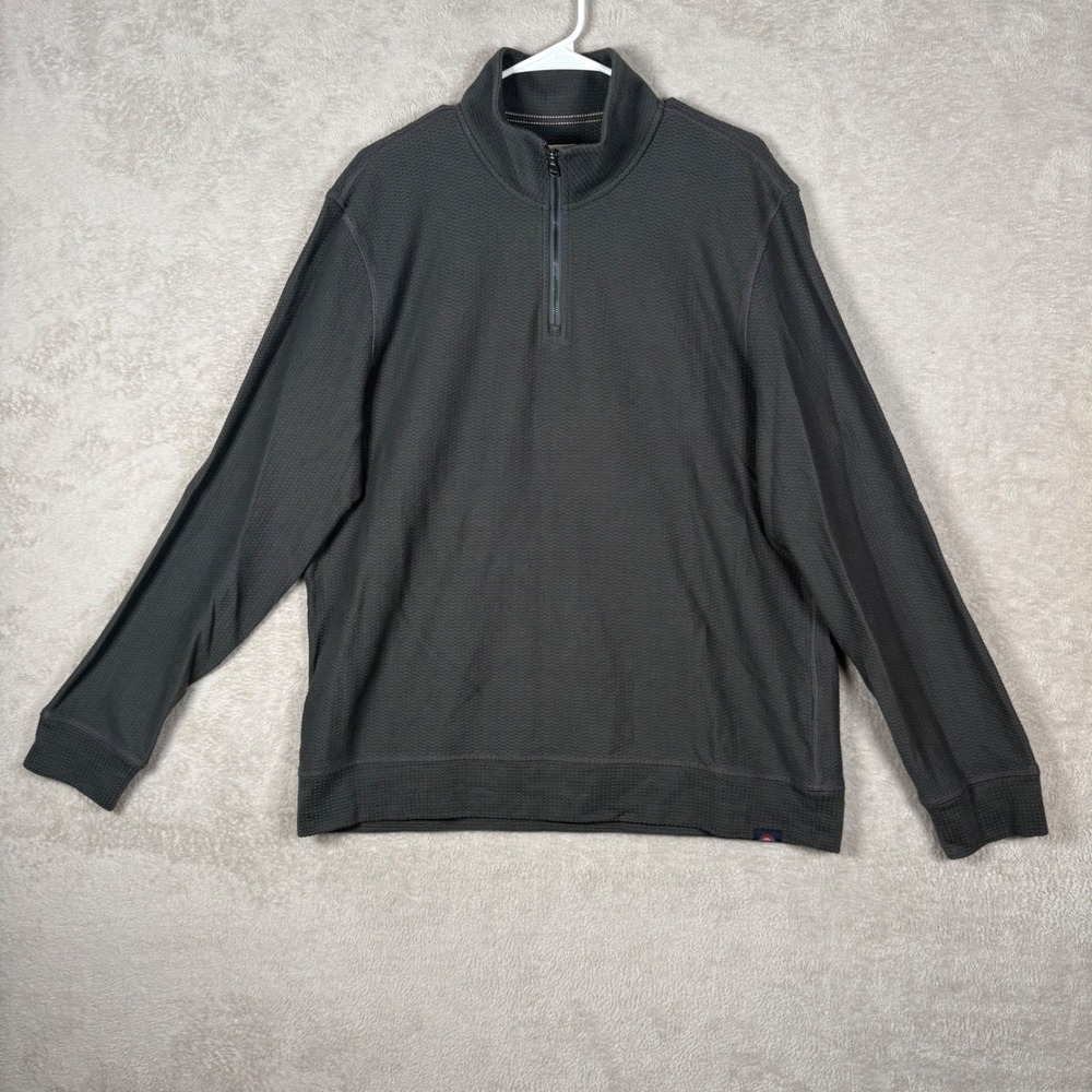 Faherty Textured Knit Quarter Zip Pullover Mens XL Gray Waffle Sweater